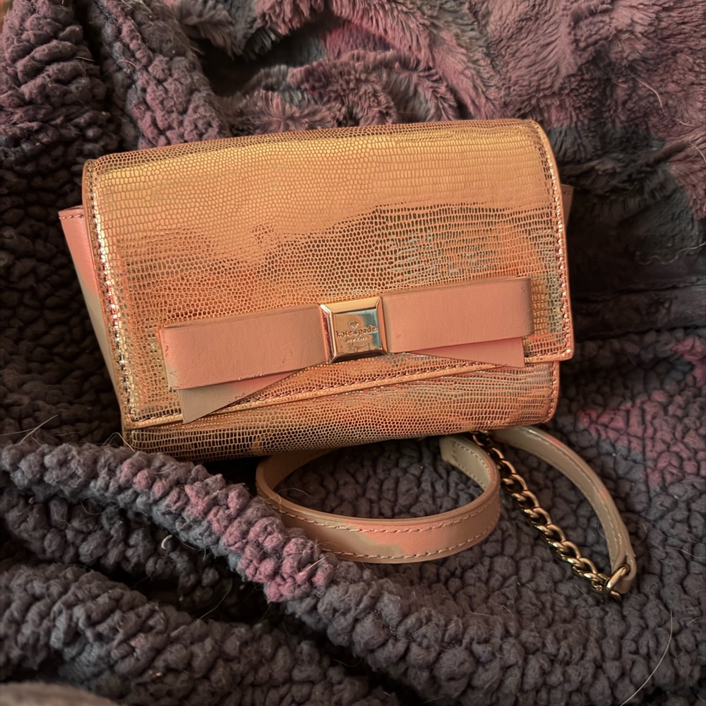 Kate Spade Gold and Pink Clutch with Bow